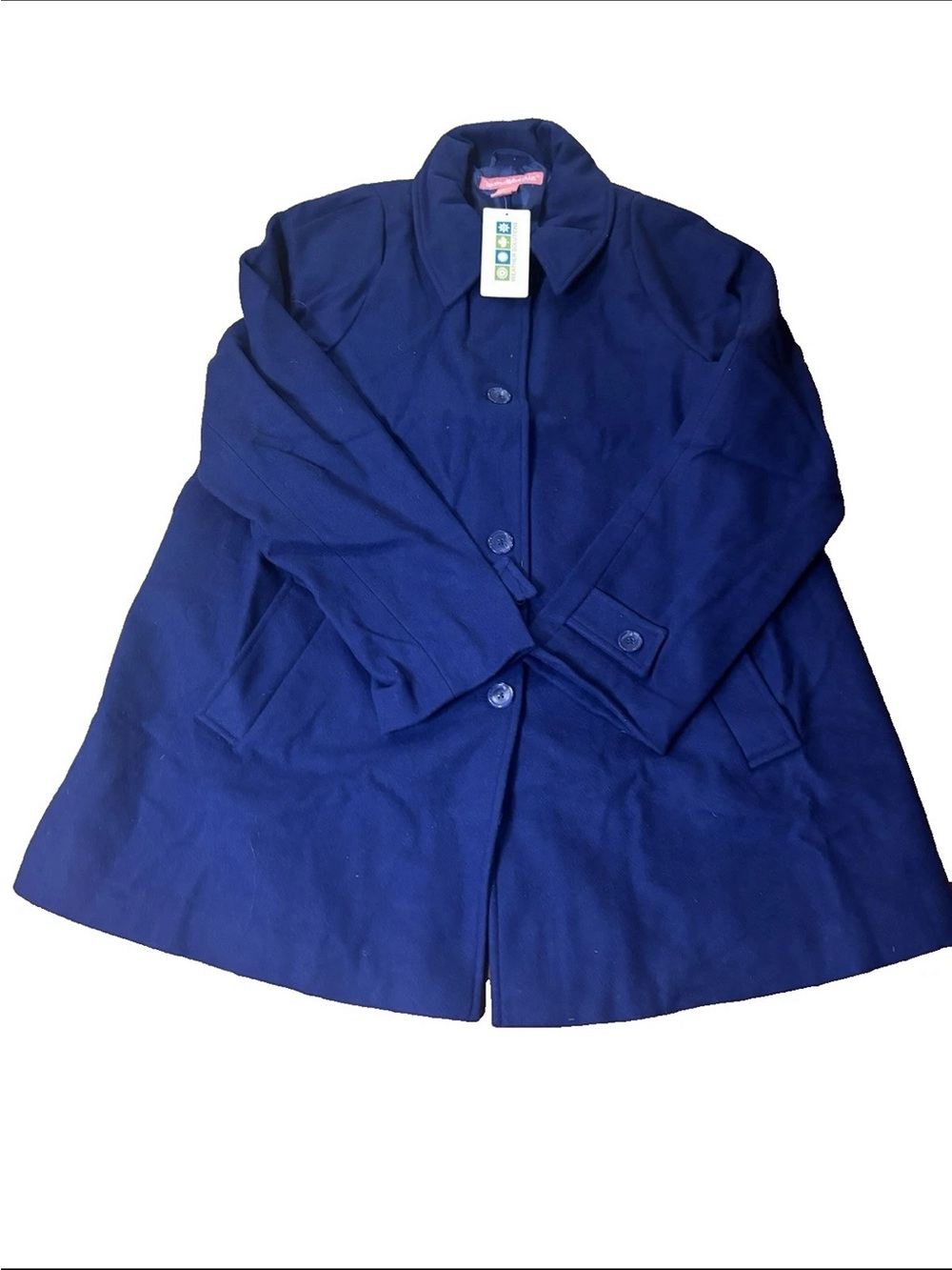 Woman Within BLUE Women’s Plus Size Wool Coat Button Front Classic Style NWT 18W